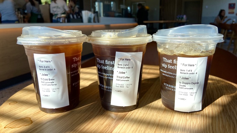 three starbucks iced beverages