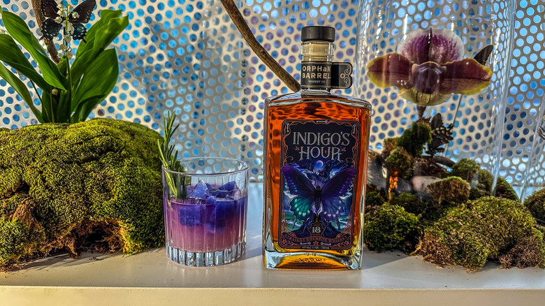 Indigo's Hour bottle and cocktail