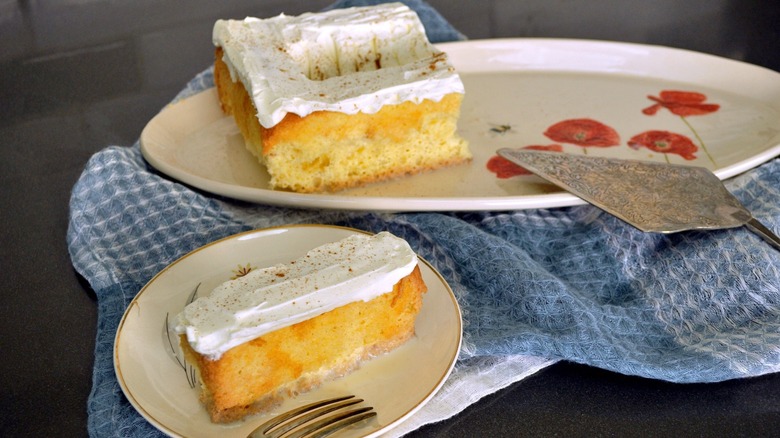 slice of tres leches cake