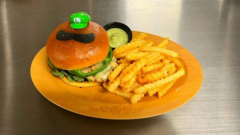 Nintendo Luigi chicken burger fries