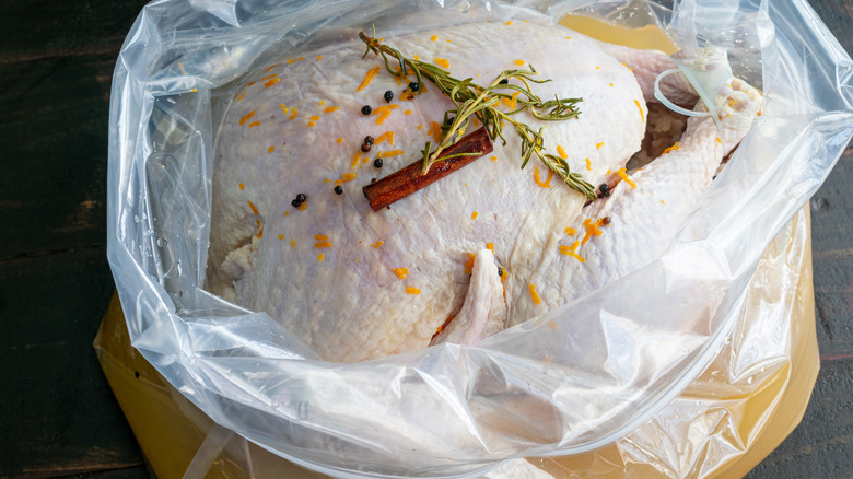 turkey in brine bag with herbs