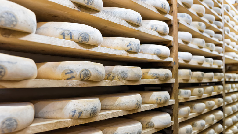 Wheels of gruyere in Switzerland