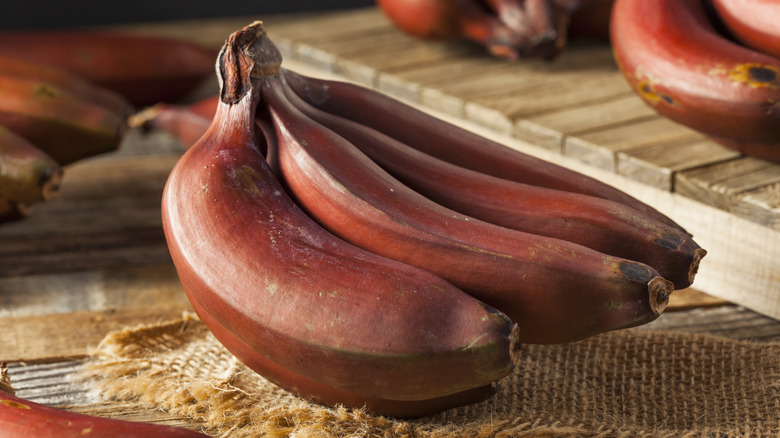 bunch of red bananas