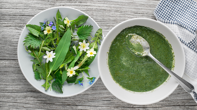 spring greens and soup