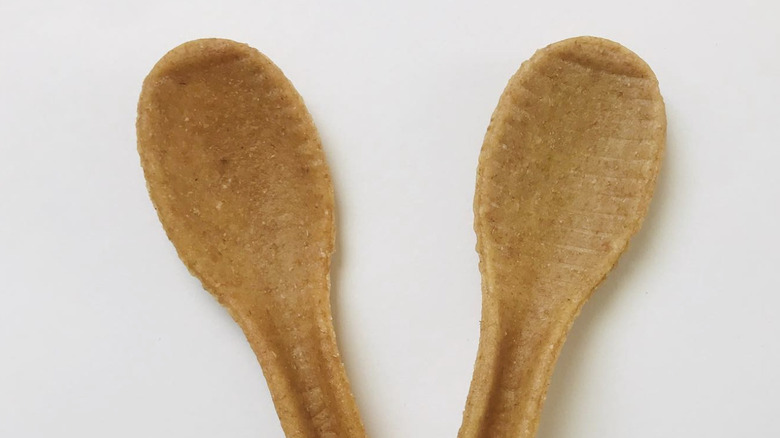 edible spoons close up