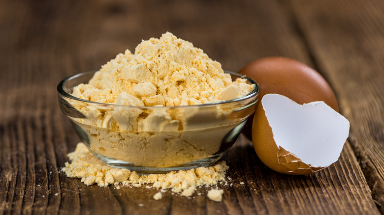 powdered eggs next to shell