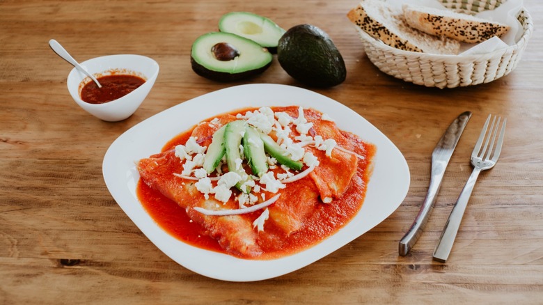 enchiladas avocado guajillo sauce