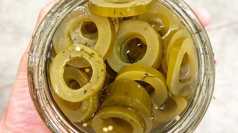 pickled jar of kelp pickles