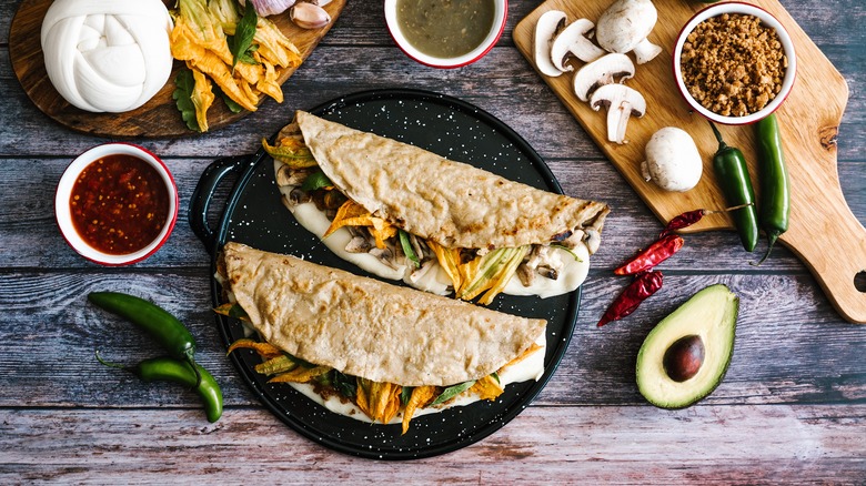 Quesadilla made with squash blossoms