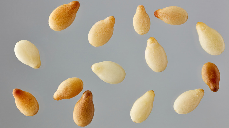 close up of falling sesame seeds