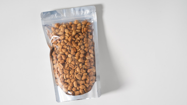 shelled peanuts in clear bag