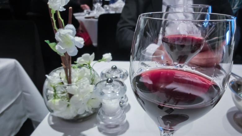 wine glasses at table