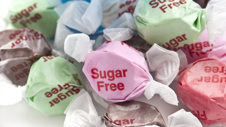 a pile of sugar free candy