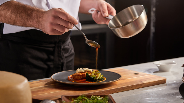 chef preparing steak