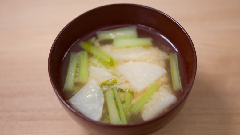 tokyo turnip added to miso soup