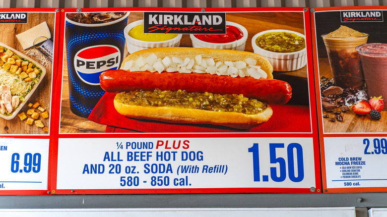 costco food court hot dog menu sign