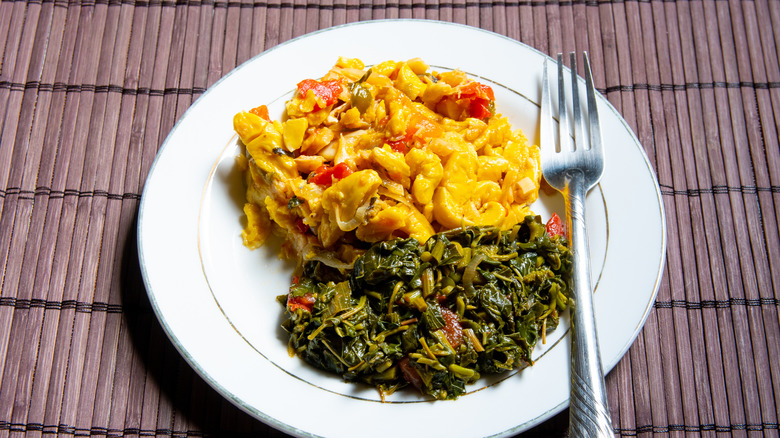 Ackee and saltfish on plate