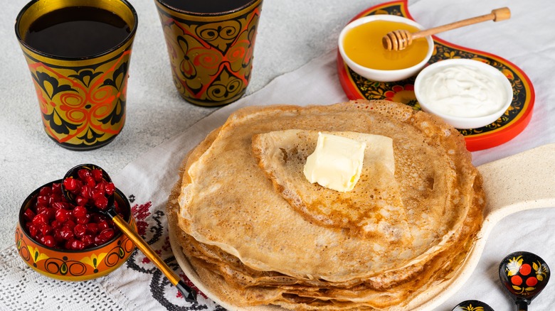 Russian crepes on plate