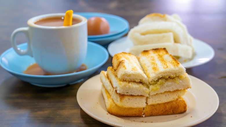 Kaya toast and coffee