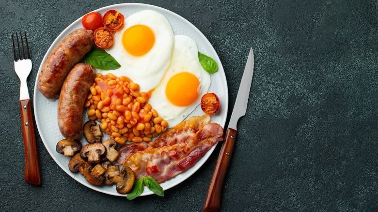 Full English breakfast on plate