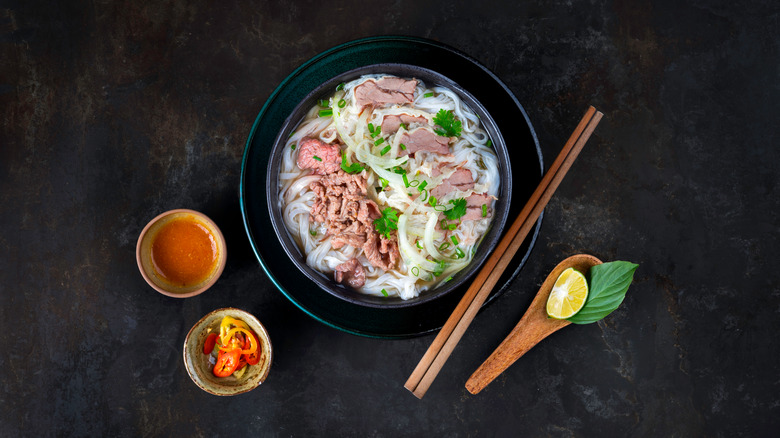 Vietnamese pho on table