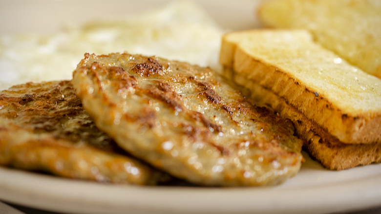 breakfast sausage patties and toast