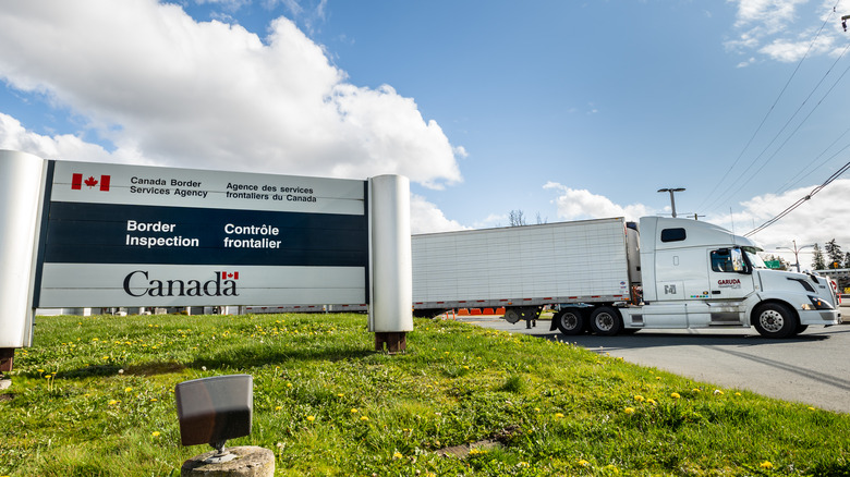 Freight truck at Canadian border