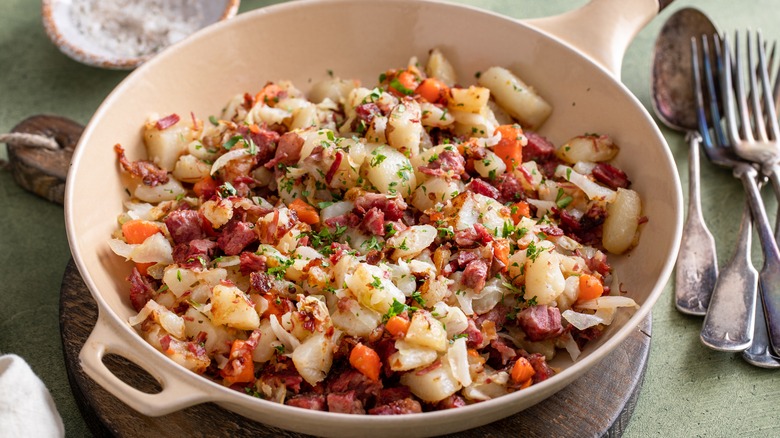 corned beef hash in skillet