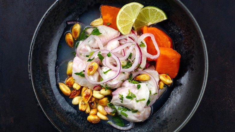 Bowl of Peruvian ceviche