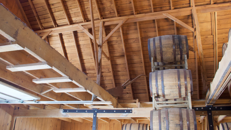 barrels stacked in rickhouse