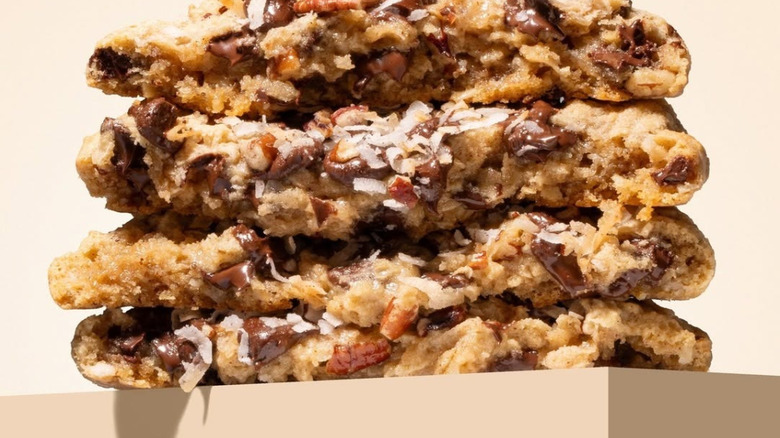 close up of Crumbl cowboy cookies