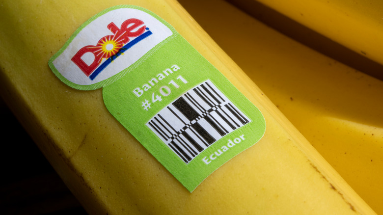 Banana with PLU sticker