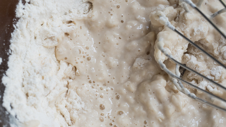 Mixing wet dough