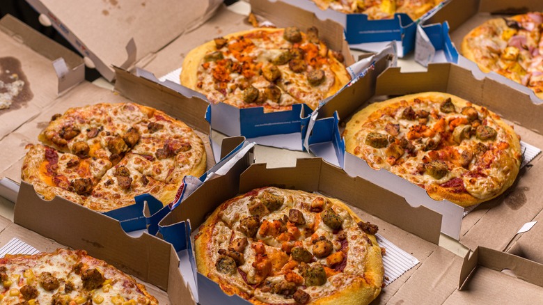 Domino's pizza in delivery boxes