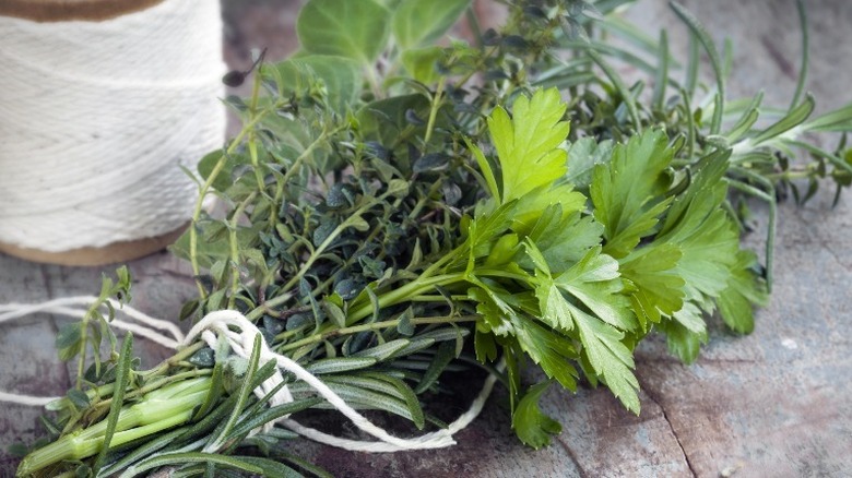 Bouquet garni tied with twine