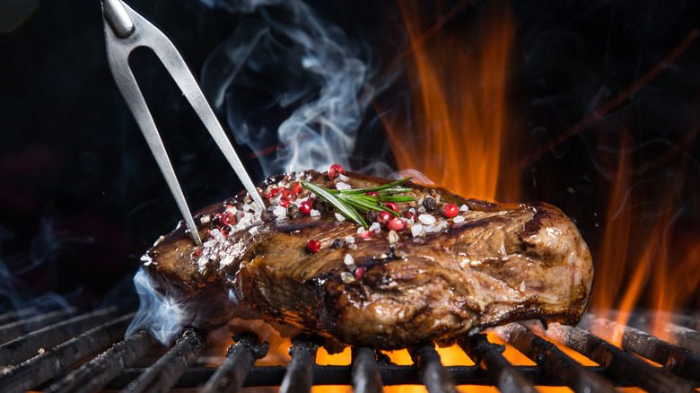 Steak on a grill 