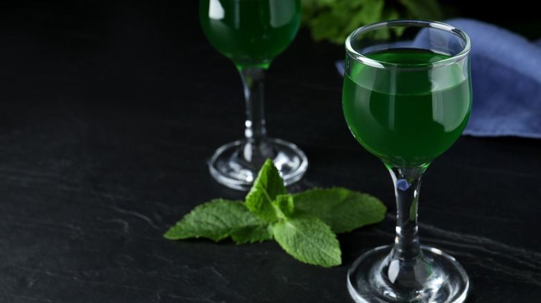 mint liqueur served in glass