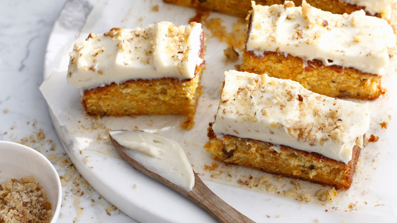 carrot cake with crushed nuts