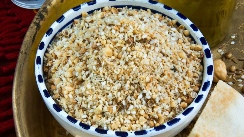 ceramic bowl full of dukkah