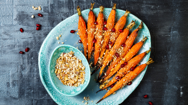 roasted carrots topped with dukkah