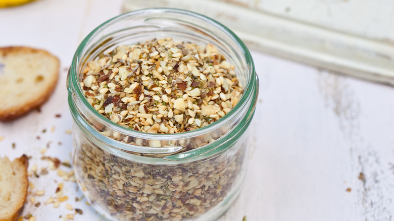 dukkah in glass jar