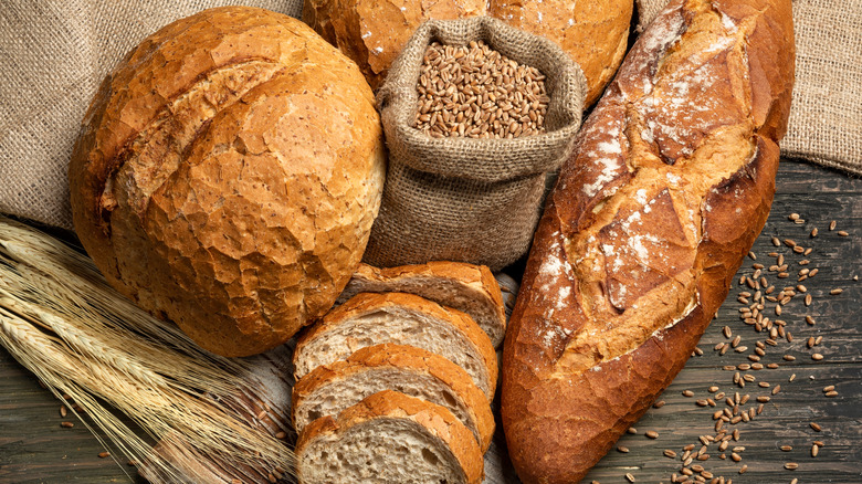 a variety of breads with wheat