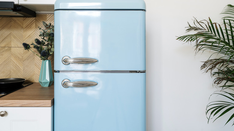 Light blue fridge exterior