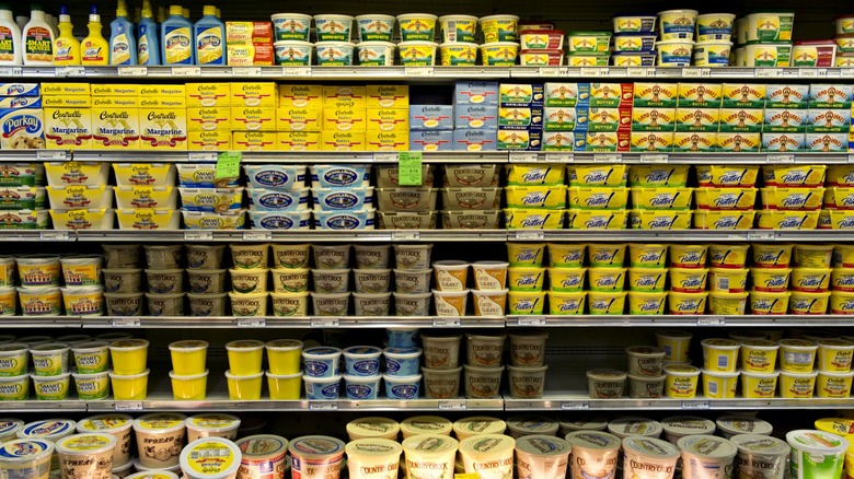 Butter and margarine store aisle