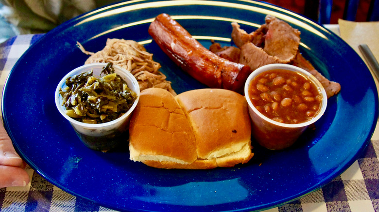 Memphis-style barbecued meats with sides