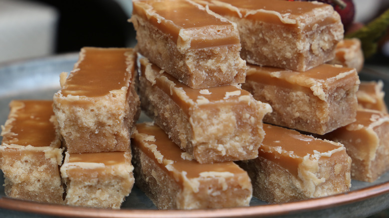 Scottish tablet displayed on plate