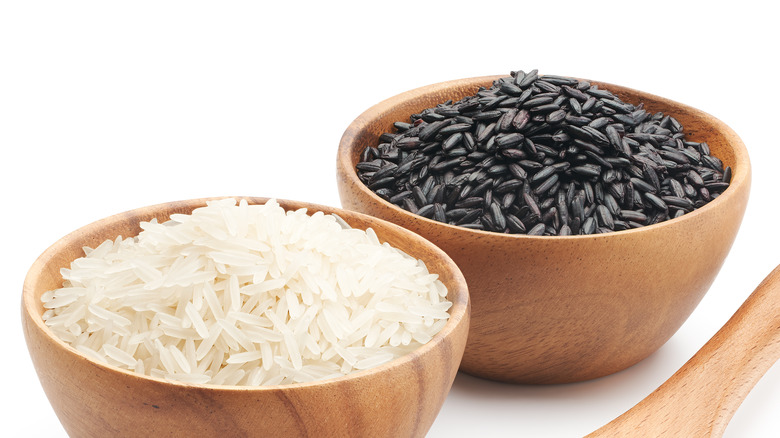 white rice and black rice