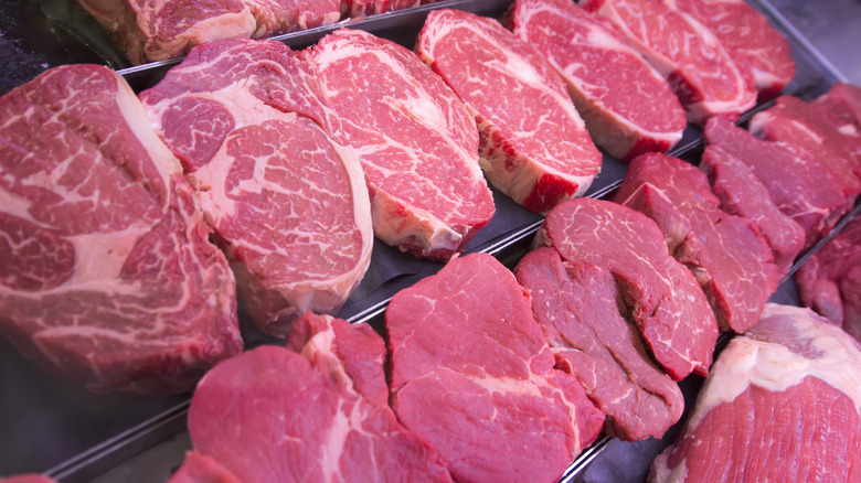 Beef in store display