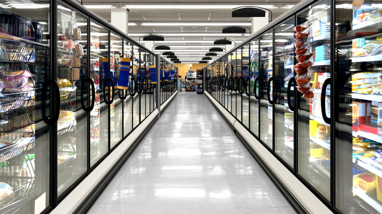 Grocery store fridge aisle