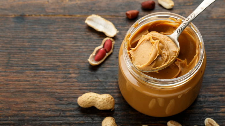 peanut butter jar and spoon